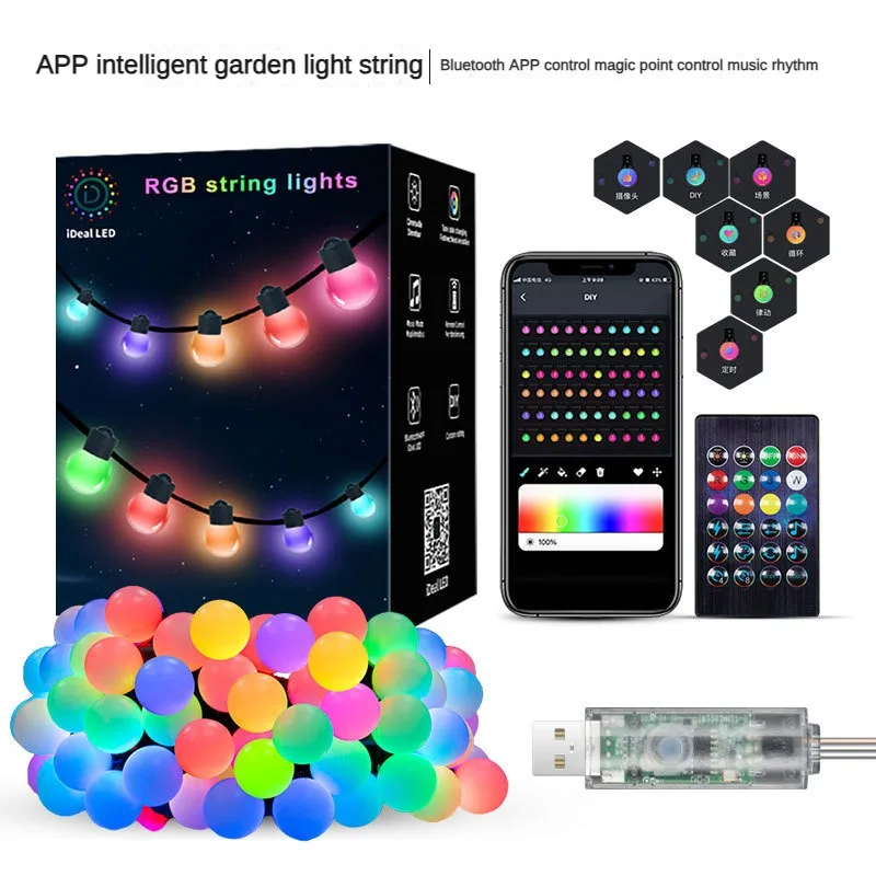 

RGB String Lights Smart APP Control LED Lights Christmas Decorations for Home Fairy Lighting Strings Garland Festoon Party Beads