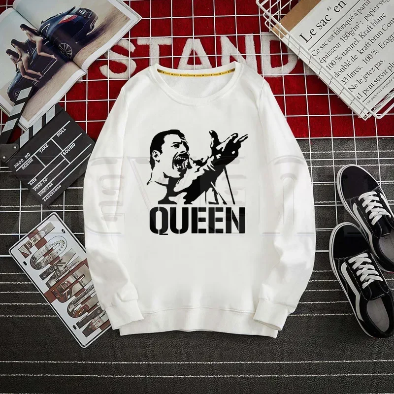 Freddie Mercury The Queen Music Rock Band Men Hoodies Sweatshirt Print Trend Mens Clothes Hip-Hop Male