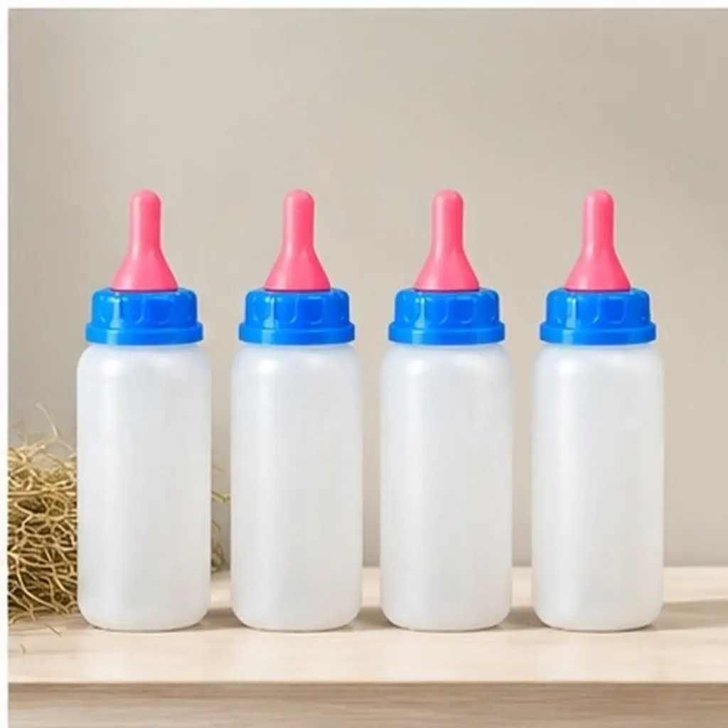 4Pcs Piglet Shape Pet Feeding Bottle Set Safe Nursing Kit for Animals Lamb Calf Goat Sheep Milker