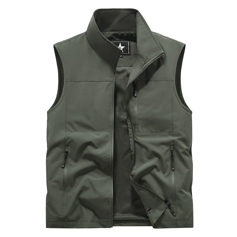 New Summer Men Outdoor Mesh Thin Waistcoats Climbing Sleeveless Jackets Men Multi-pockets Fishing Breathable Cargo Vests 6XL