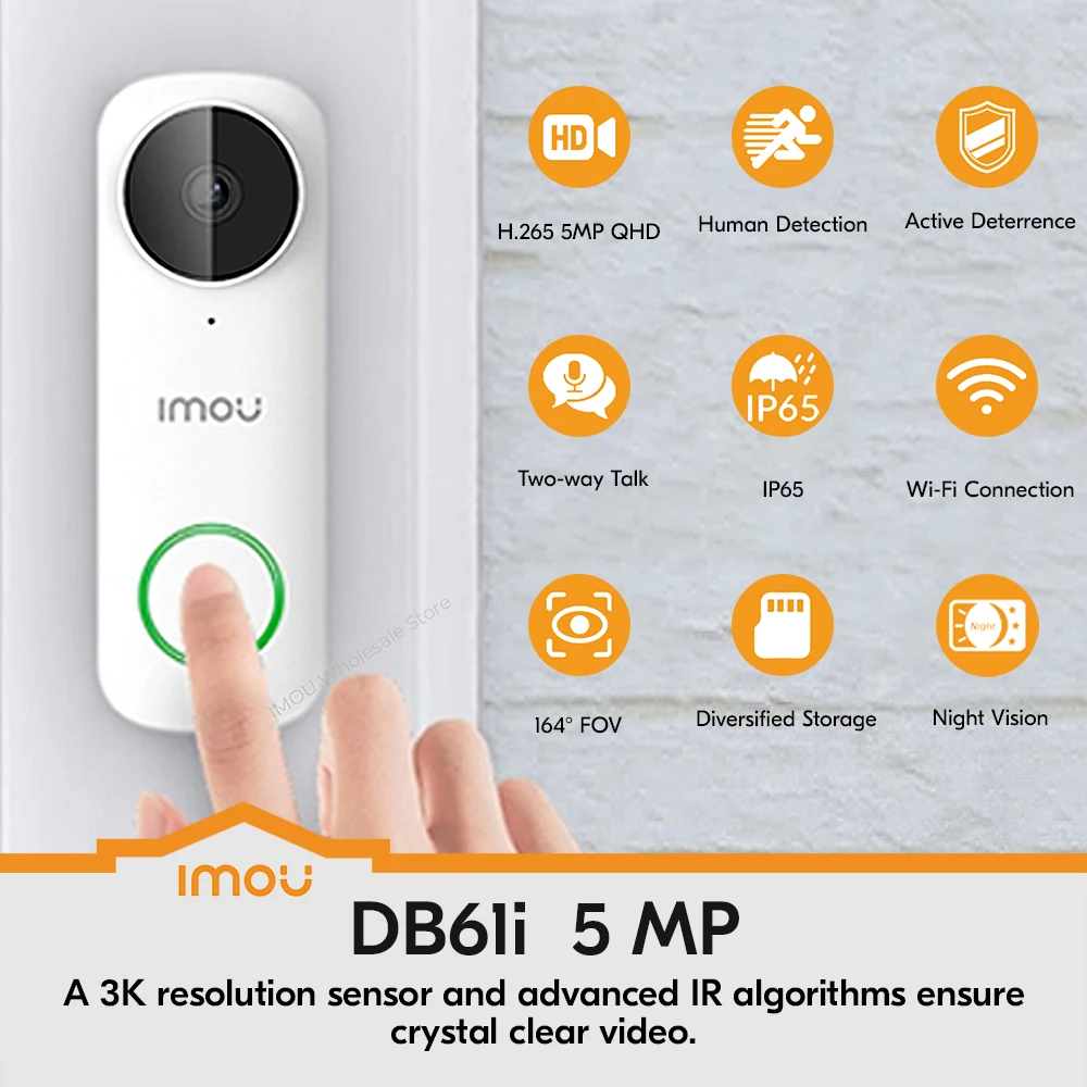 IMOU DB61i 5MP Outdoor WiFi Doorbell Smart Home Two-way Talk  Active Deterrence Night Vision Human Detection Security Camera