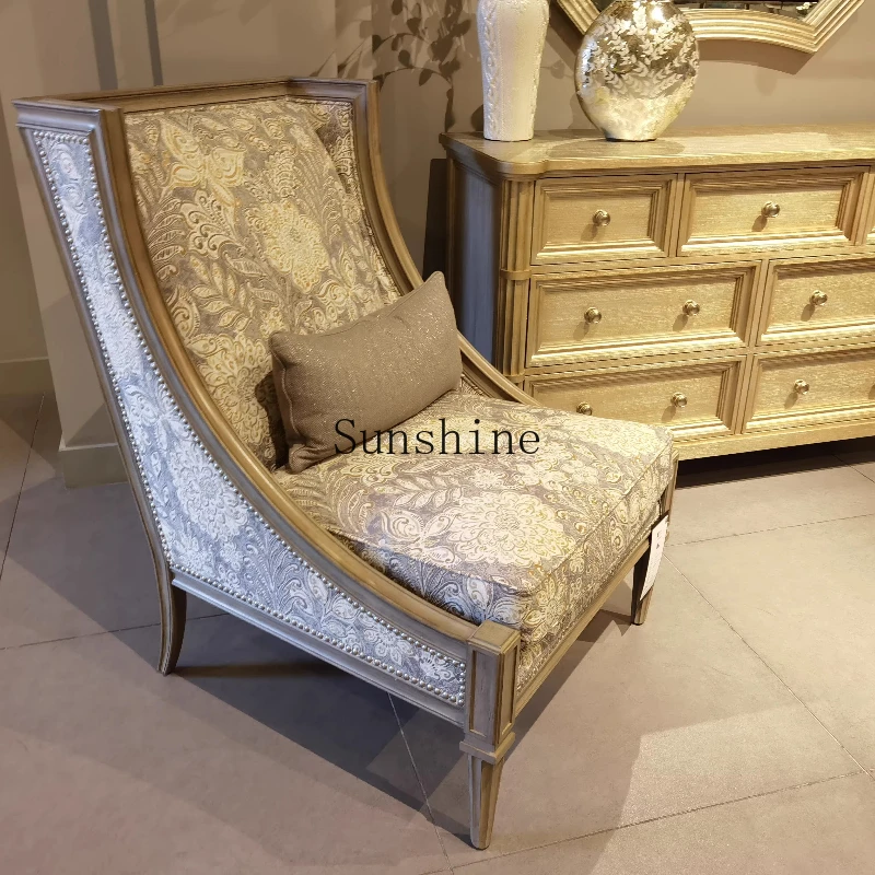 

American light luxury solid wood high back chair furniture Murray impression single color sofa chair