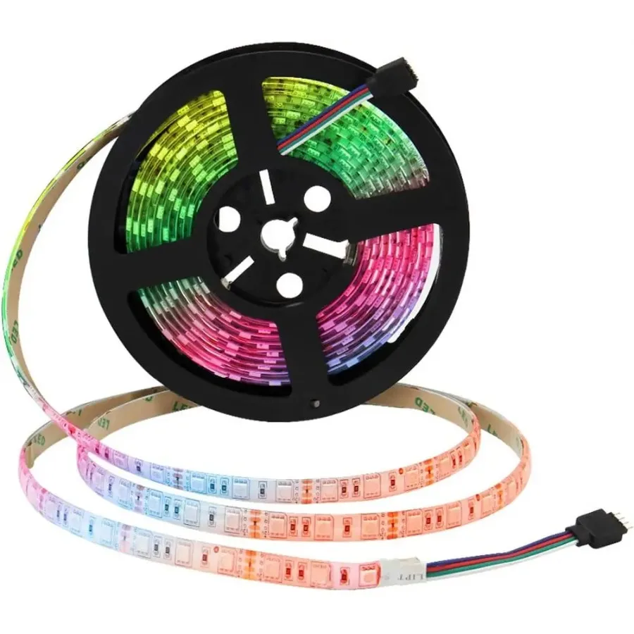 

LED Strip Light 12V 5050 RGB Rope Lights For Bedroom Cars Christmas Party 16.4ft 300leds Flexible Color Changing Ribbon