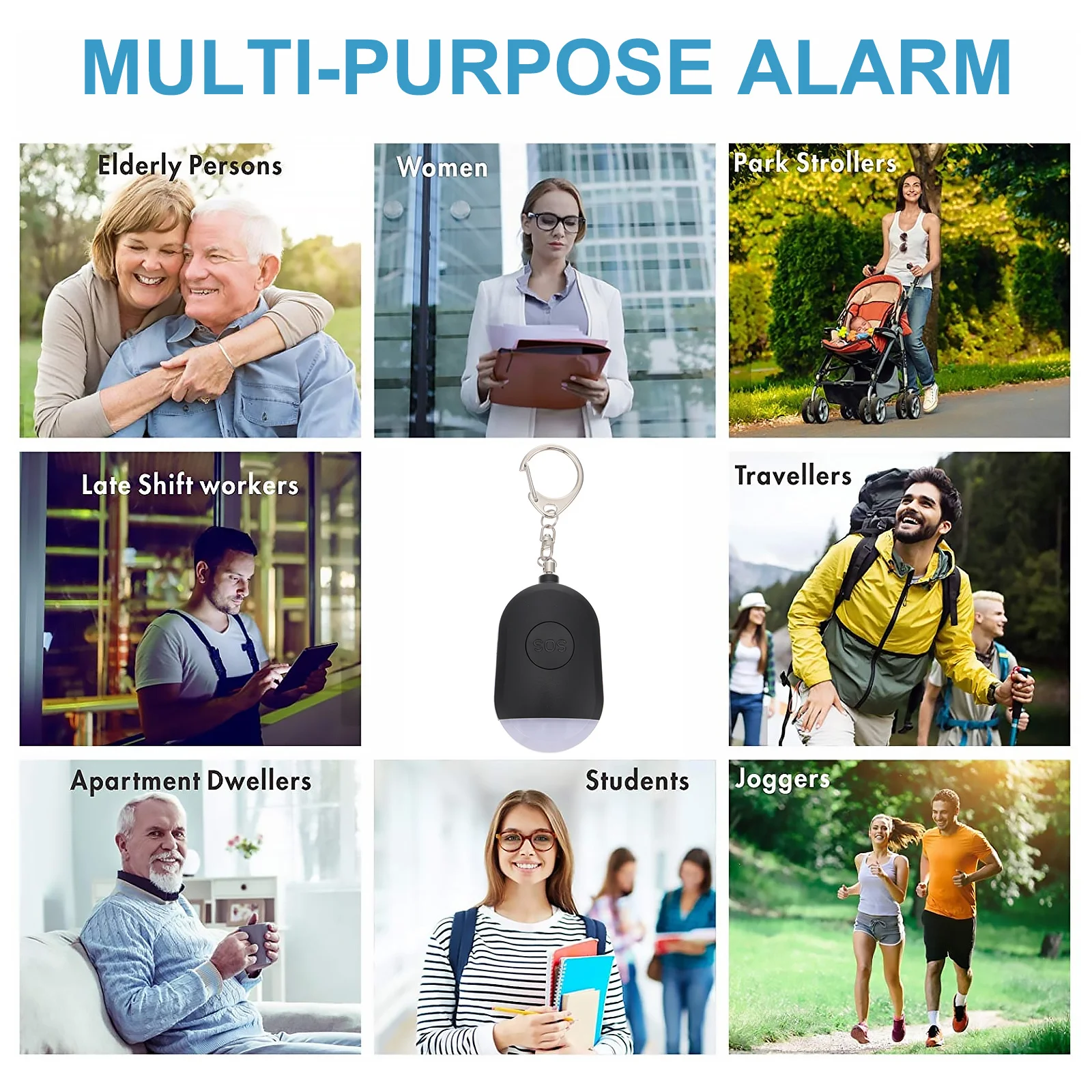 

1Pcs Personal Security Alarm Portable Emergency Safety Alarm LED Light Loud Siren for Running Hiking Camping Night Walking