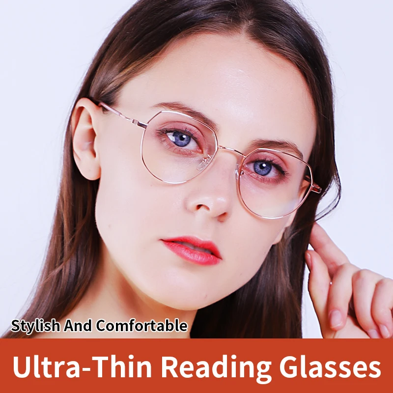

Ultra-Thin Anti Blue Light Reading Glasses Women,Fashion Metal Frame,Lightweight Presbyopia Eyeglasses Magnifying glasses