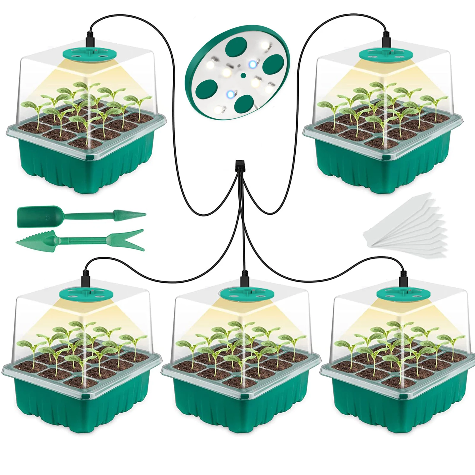 Imagem -05 - Full Spectrum Led Grow Light com Bandeja de Mudas Bandejas de Iniciação de Sementes de Plantas Bandejas com Furos 12 Células por Bandeja