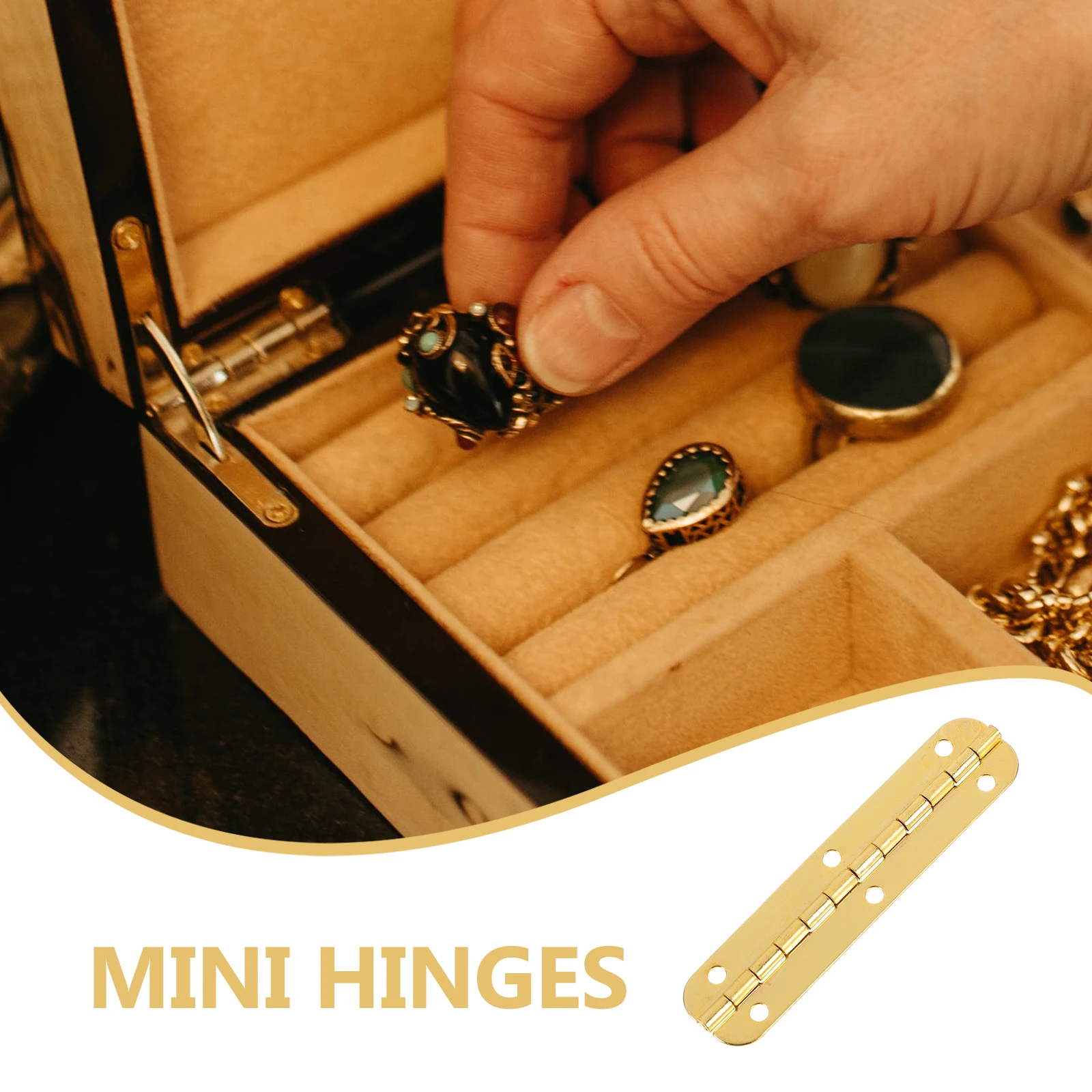 

24 Pcs Rounded Hinge Hardware Folding Piano Hinges Adjustable Small Cabinet Golden Metal