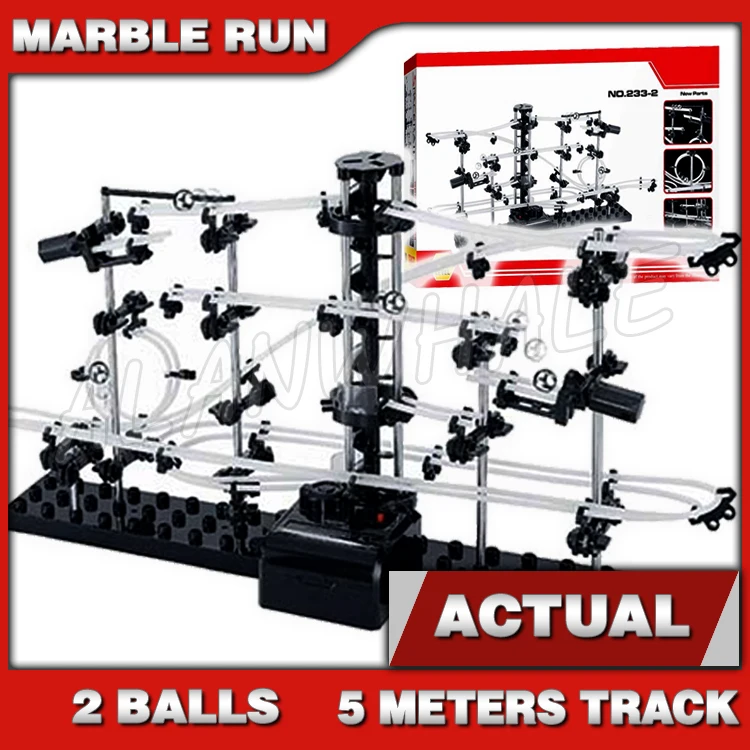 

550cm Rail Level 2 Marble Run Maze Roller Coaster Electric Elevator Model Building Boys Educational Sets Rolling ball Sculpture