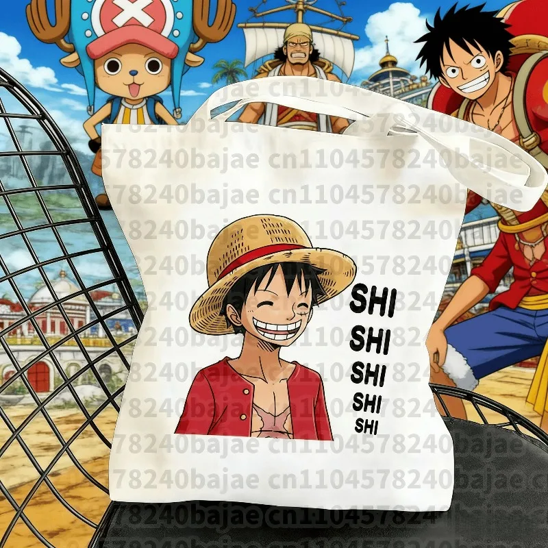 Lustige One Piece Anime Mode Damen Shopper Canvas Handtaschen Mode Harajuku Print Handtasche Lässige Große Kapazität Canvas Tasche Geschenk
