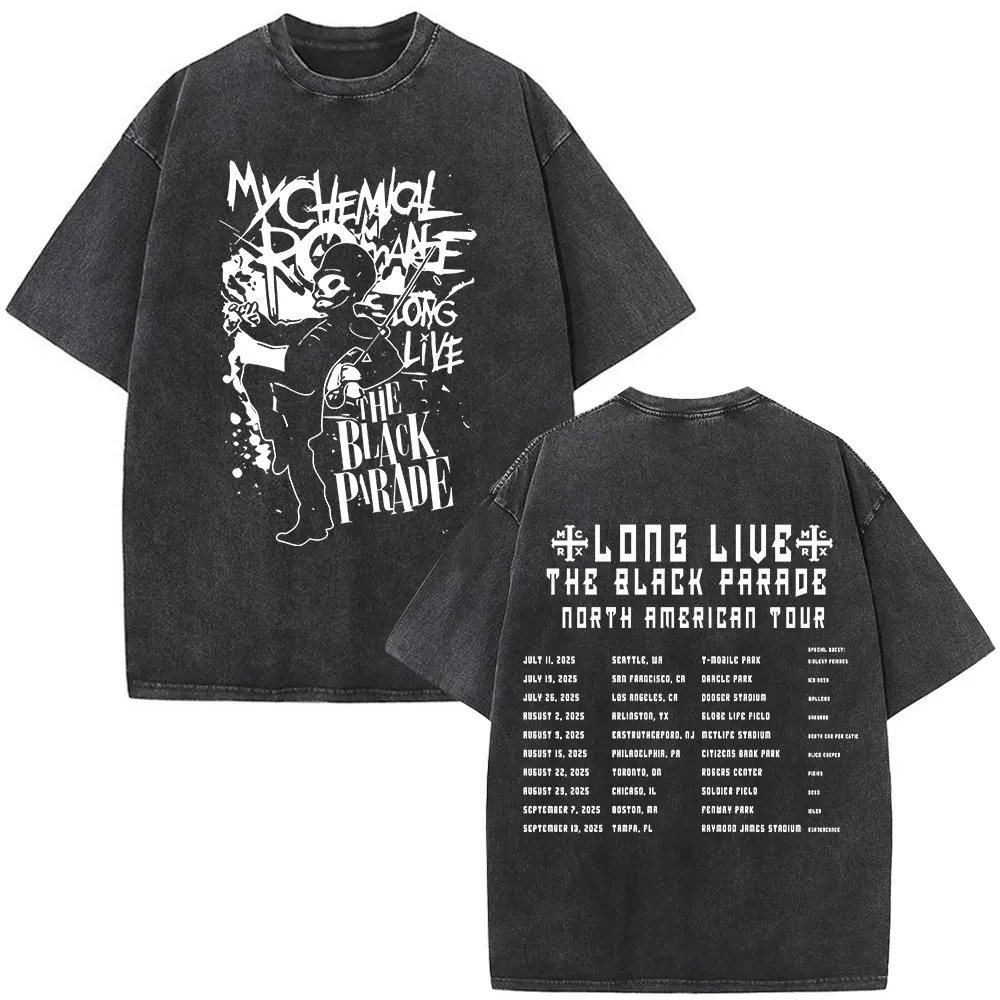 

Rock Band My Chemical Romance Washed T-shirt Long Live The Black Parade Tour T-shirts Men Women Gothic Punk Oversized T Shirts