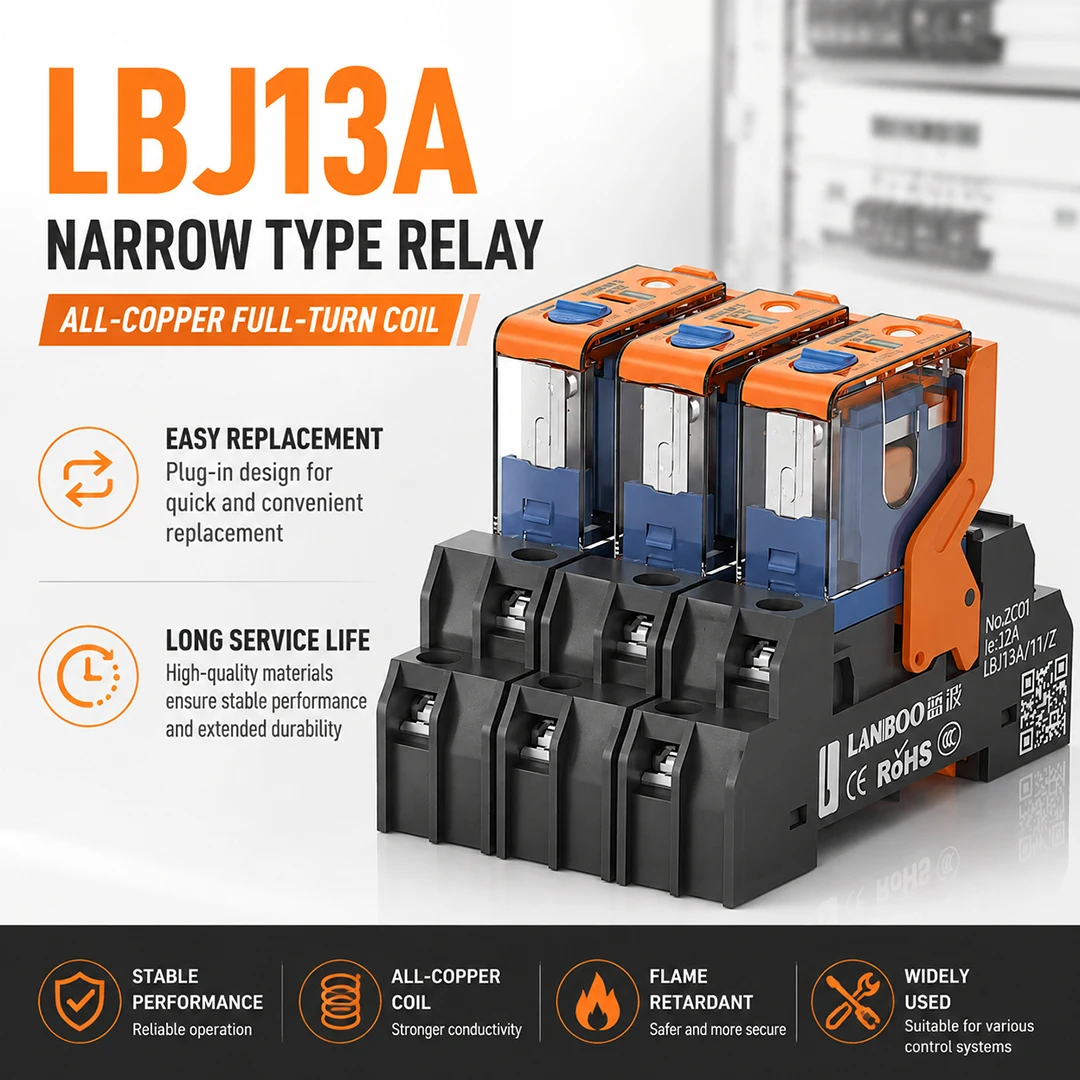 LANBOO J13A 5pin 8pin Micro voltage plug-in relay 12A 12vdc DC 24V AC 220v universal electromagnetic relay
