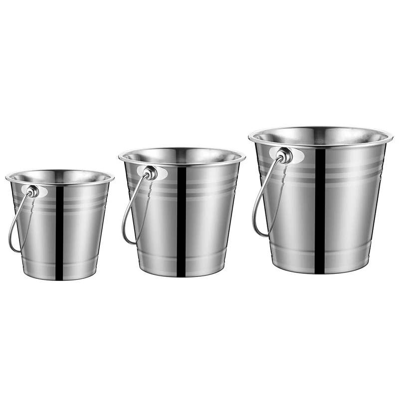 Stainless Steel Ice Bucket Portable Ice Chiller Cooler with Comfortable Handle