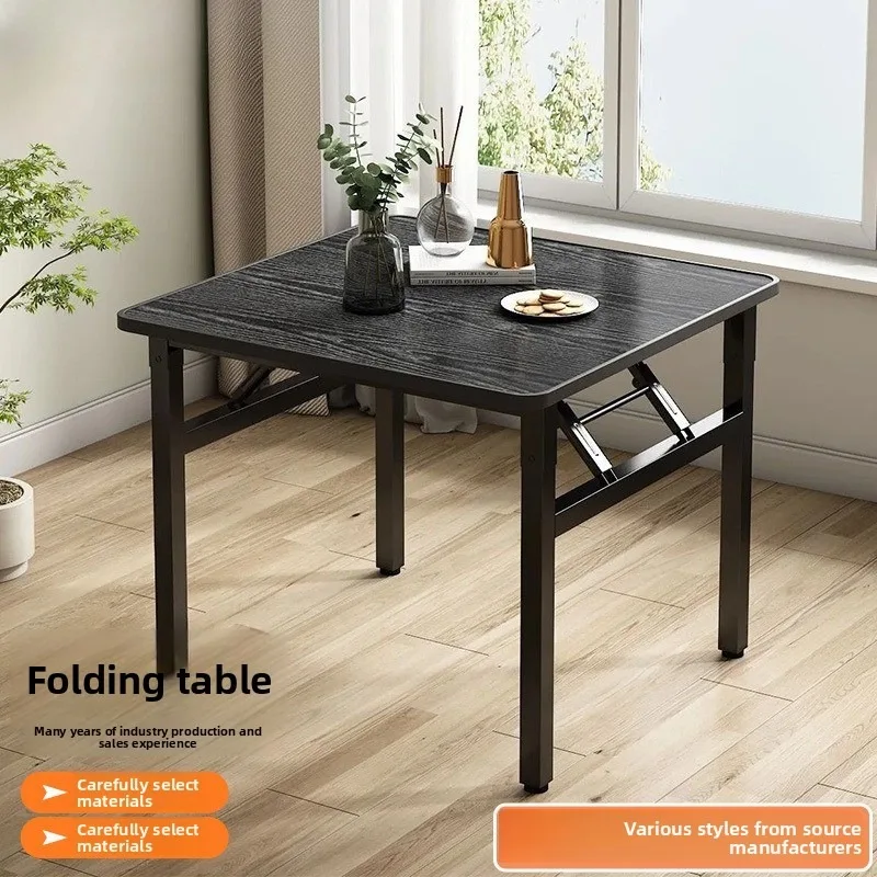 Square Folding Desk No Assembly Compact Apartment Home Office Study Computer Dining Table Lightweight Home Vending Dinning Table