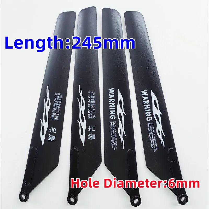 2Pairs Plastic 245mm 24.5cm Main Rotor Blades Main Propeller Prop Blade for RC Helicopter Toys Drone Spare Parts