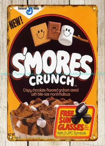 1985 Smores Crunch Cereal metal tin sign house accessories