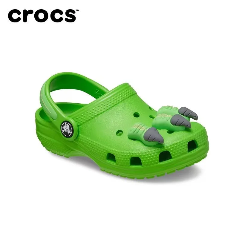 Original Crocs Kid Dinosaur Kawaii Cartoon Cute Girls Boys Sandals Children Slippers Hole Shoes Non-Slip Beach Home Shoes Gift