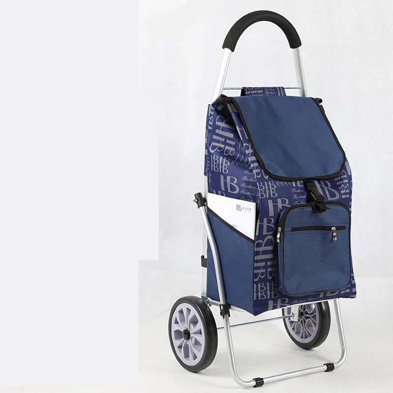 Large Size Aluminum Alloy Shopping Cart with Oxford Cloth Bag  Foldable Luggage Climbing Cart With Seat Big Wheel