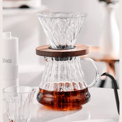Dripper 600ml Coffee Pot Coffee Server Coffee Maker Brewing 1-2Pc Coffee Pot with Glass Filter Cup Funnel Drip Coffeeware Set
