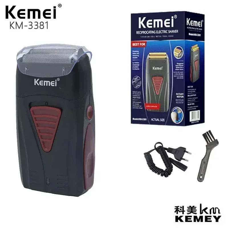 

Kemei KM-3381 Rechargeable Dual Blade Cordless Shaver Professional Shaving and Shaving Head Artifact
