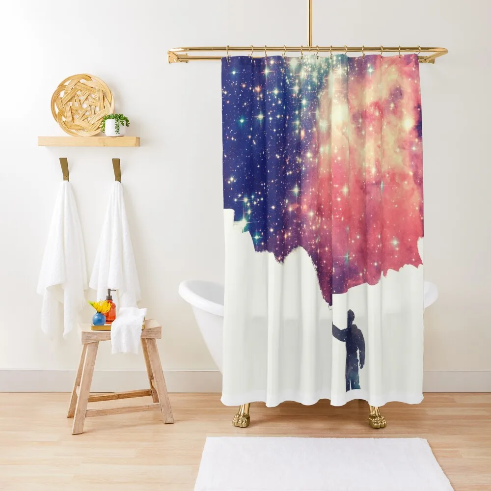 

Painting the universe (Colorful Negative Space Art) Shower Curtain Bathroom Shower Bathroom Fabric Curtain