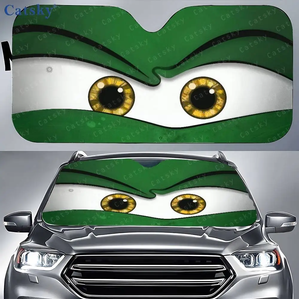 Green Frog Eye Detail Print Car Windshield Sunshade Foldable Front Window Sun Visor Durable Gift For Car Enthusiast