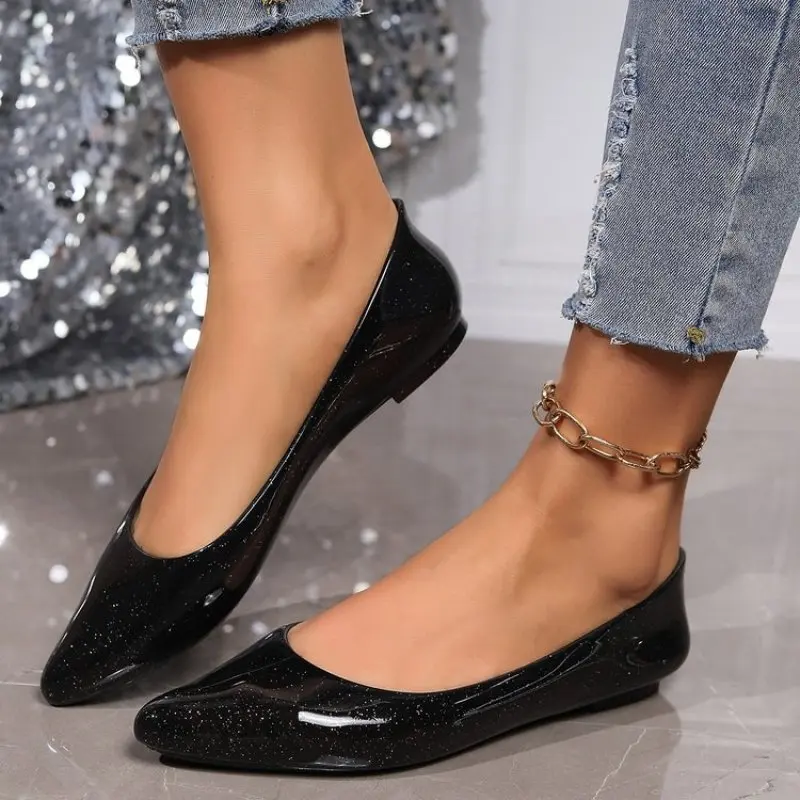 

2024 New Women Crystal Sandals Fashion Low Heels Summer Soft Shoes Pointed Toe 36 - 41 Black White Transparent Dropship Casual