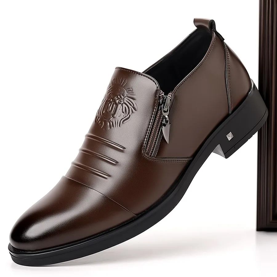 Men's Chelsea Boots Side Zipper Pointed Toe Short Ankle Casual Boots for Daily Wear and Weddings