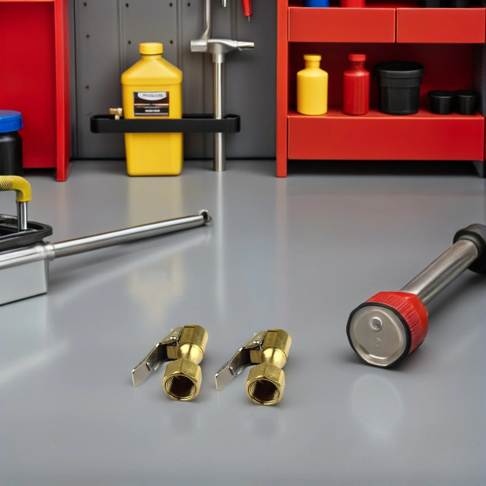 

6Pcs Brass Tire Duty Air Chuck Adapter Locking Clip Straight Tire Inflator Nozzle Pressure Gauge