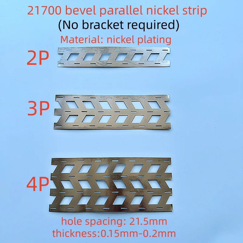 

Пластина для соединения аккумуляторов 21700, межцентровое расстояние 21,5 мм, штампованная SPCC, никелированная, 1 метр, параллельное подключение, без кронштейна, никелевая полоса