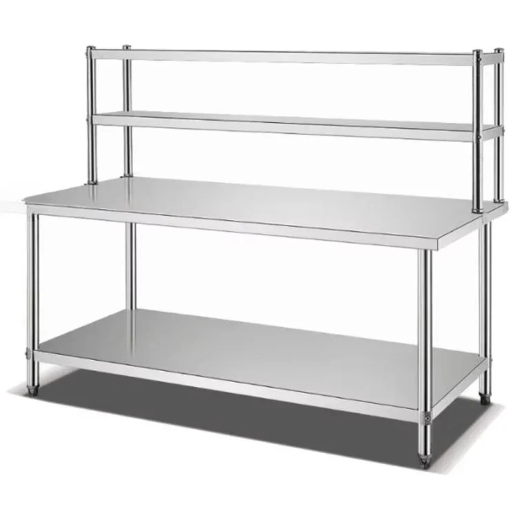 

Commercial Kitchen Equipment Factory Price Stainless Steel Assembled Three-layer Workbench with Double Top Rack Dining Room