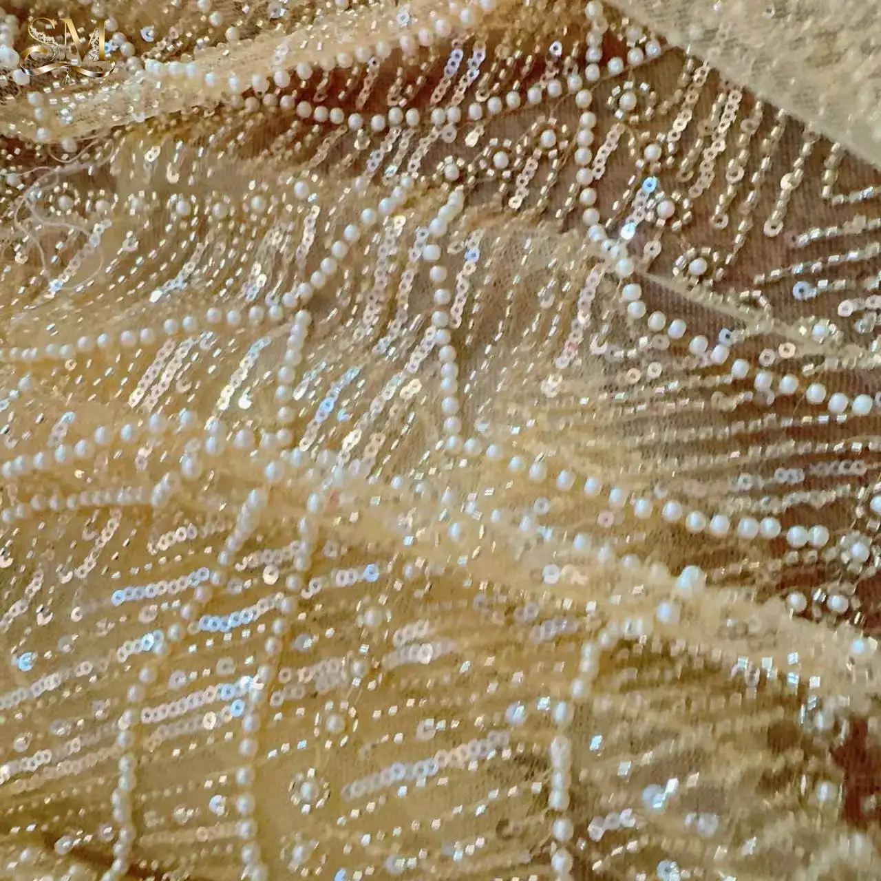 

New Ten Color Optional Bead Sequin Mesh Fabric Lace Decal Fabric Ideal for Handmade Wedding Dress Clothing Decoration Accessorie