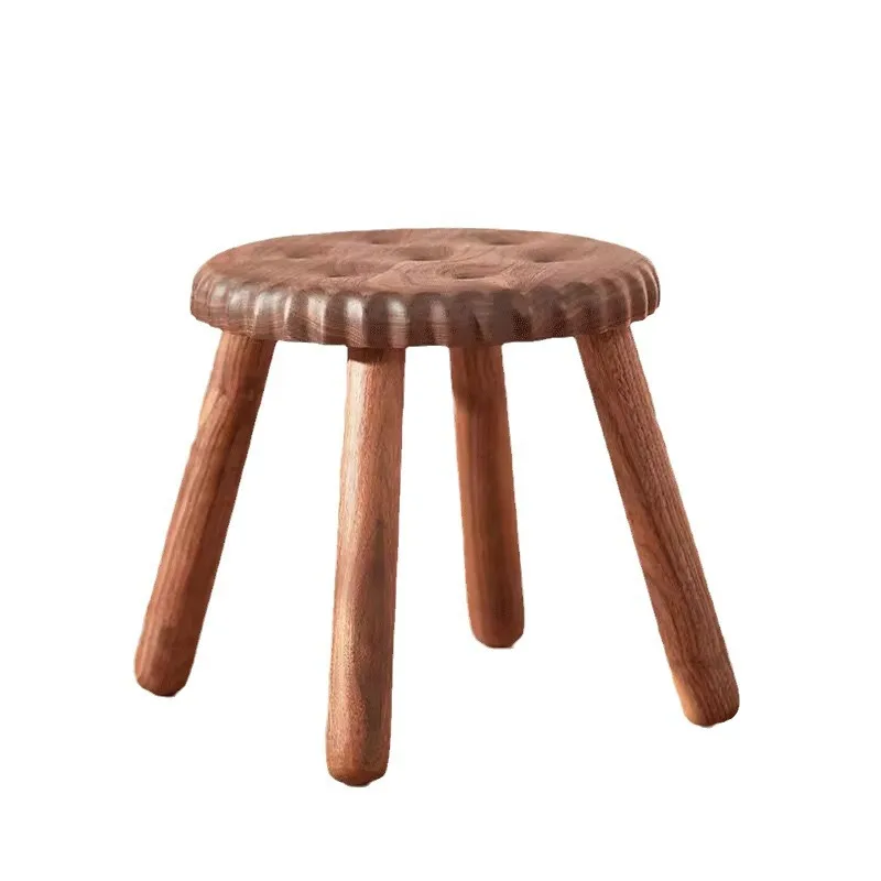 

Solid wood biscuit chair, black walnut small stool, adult shoe changing stool, household low stool creativity