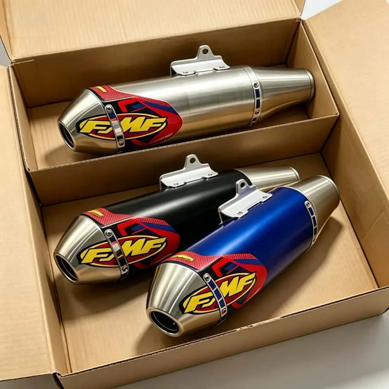 51mm Einlass Motorrad FMF 4T Auspuff-Schalldämpfer mit Halterung, Universell Passend für KTM 450 EXC WR450 RC390 CRF150F CRF230F R3 R6