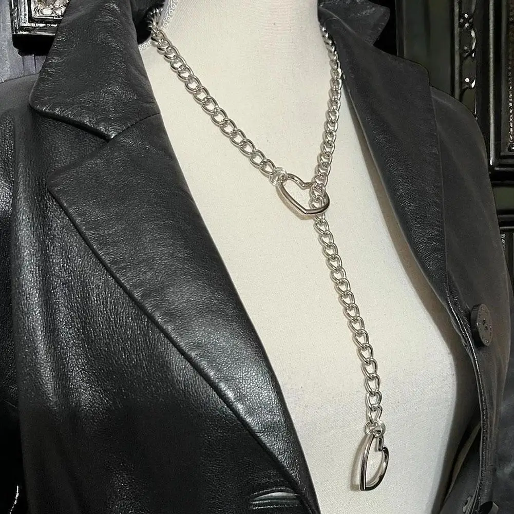 Heart Star Circle O Slip Chain Necklace Retro Punk Metal Chain Necklace Trendy Hip-hop Chain Choker Adjustable Girls Gifts