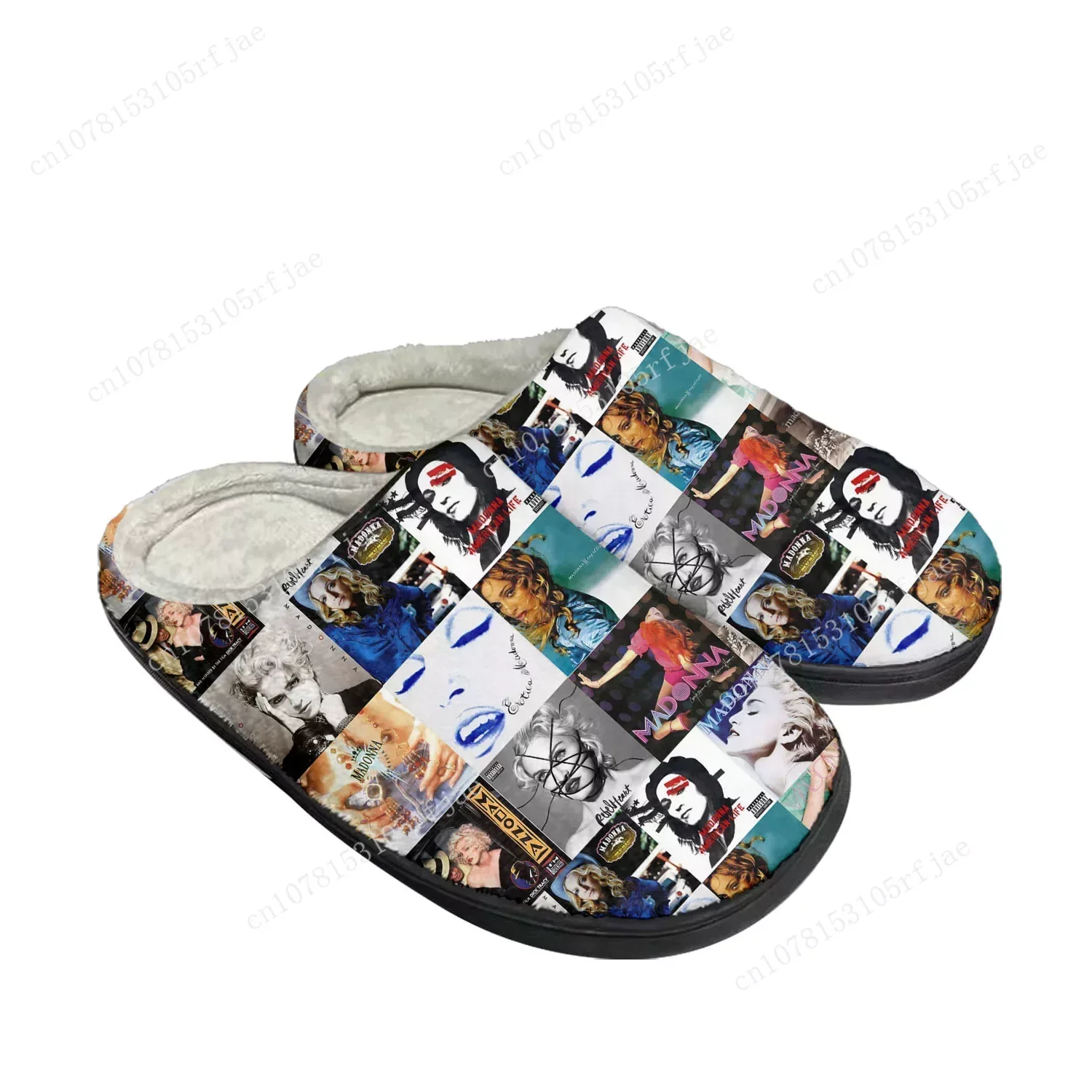 Madonna Pop Rock Singer Disco Home Cotton Custom Slippers Mens Womens Sandals Plush Bedroom Keep Warm Shoe Thermal Slipper Black
