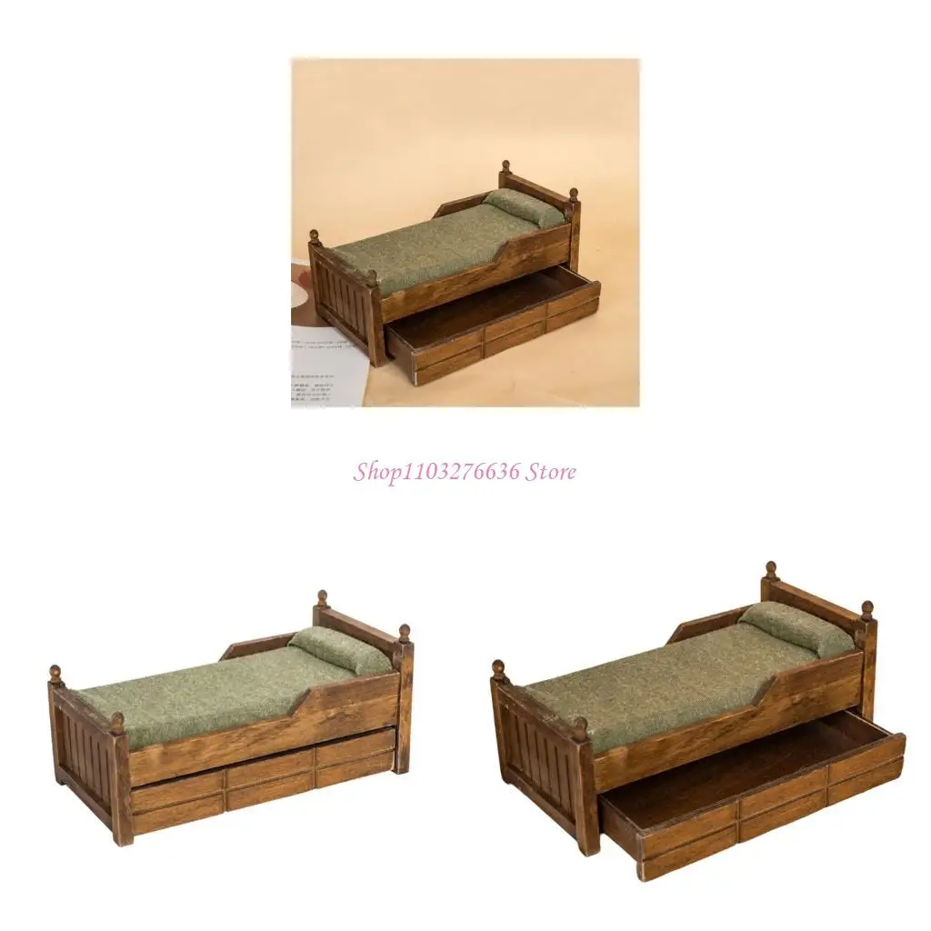 

R6FD Vintage Unpainted Wooden Single Bed For Model Making Enthusiasts 1:12 Scale