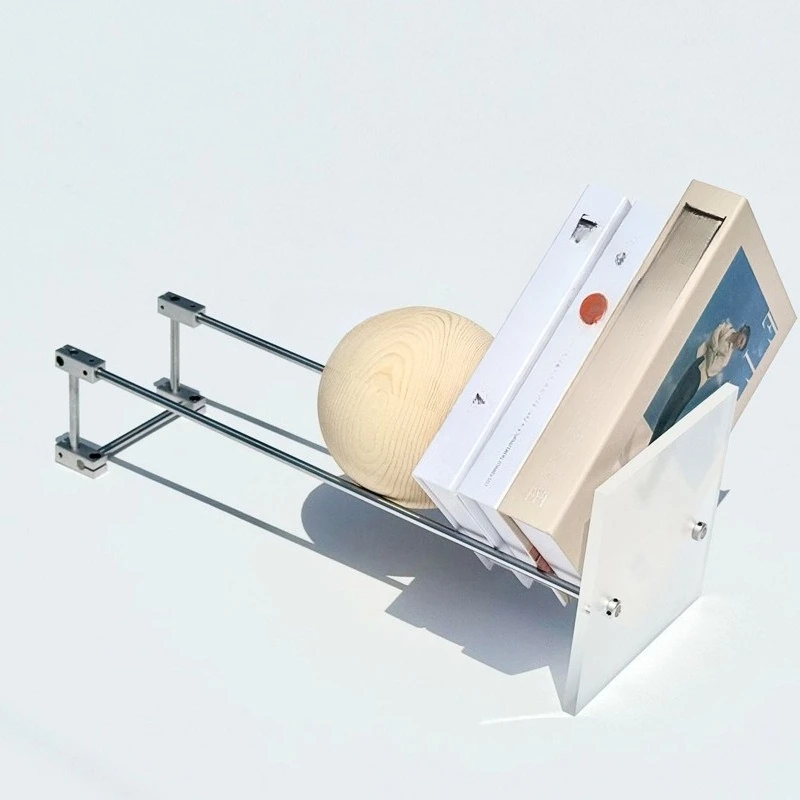 

Simple optical axis stainless steel acrylic bookshelf shelf shelf bedroom bedside storage rack baffle rack creative bookshelf