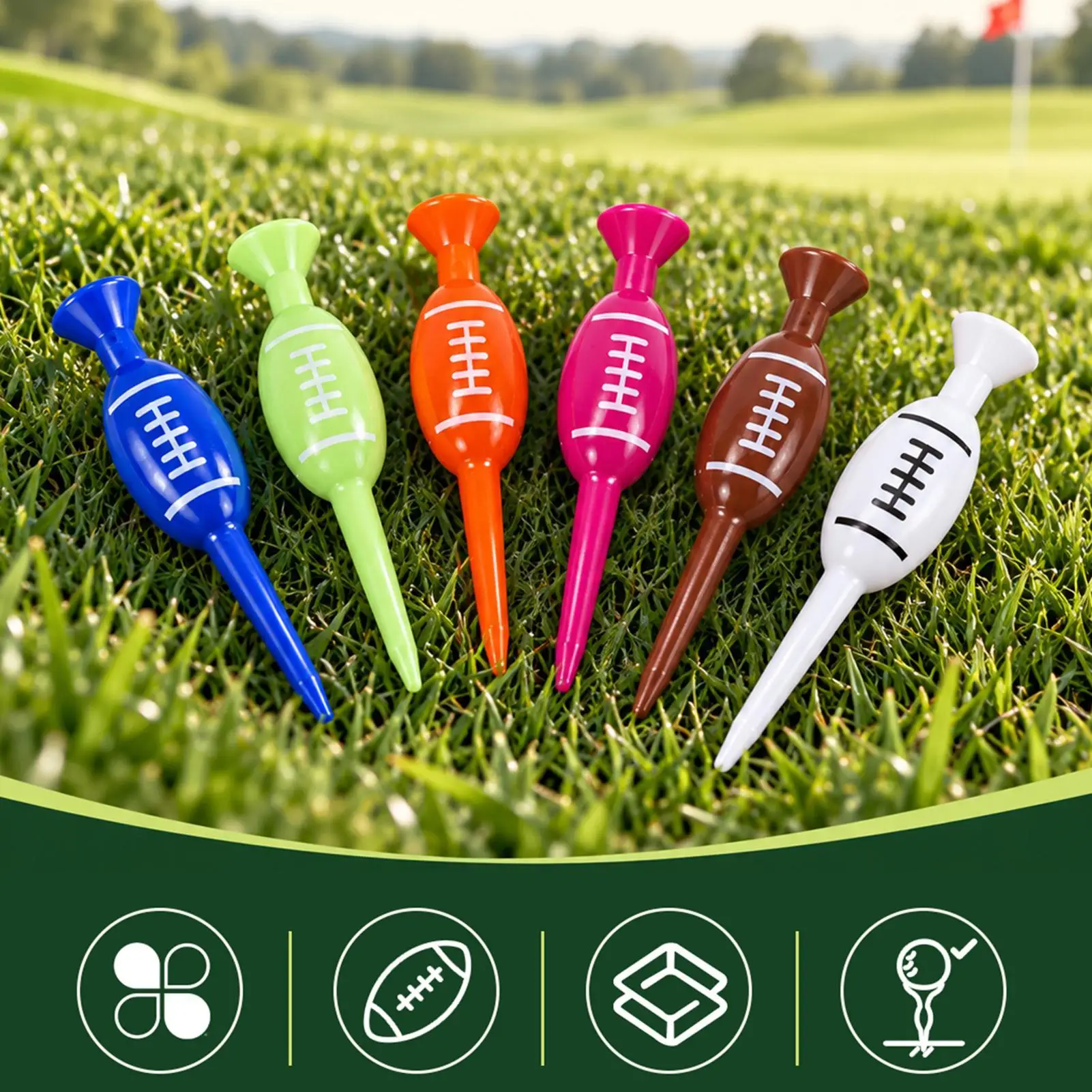 Golf Tees For Men 10 Piece Football Shape Training Sport Equipment Professional Golf Tees For Enhanced Durability & Stability