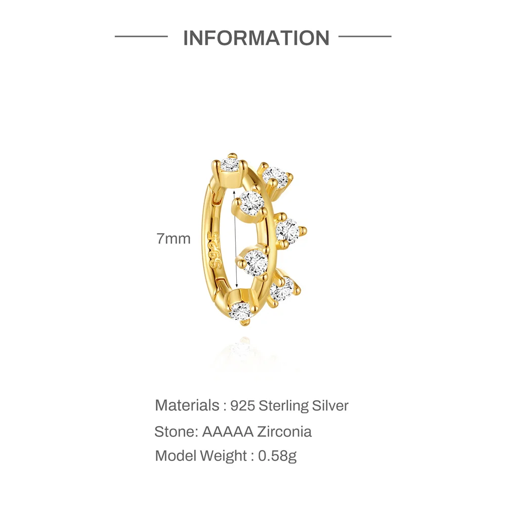 Aide 925 Sterling Silver Multiple Style Zircon Earring Foldable Cartilage Helix Piercing Jewelry For Anniversary Valentine's Day