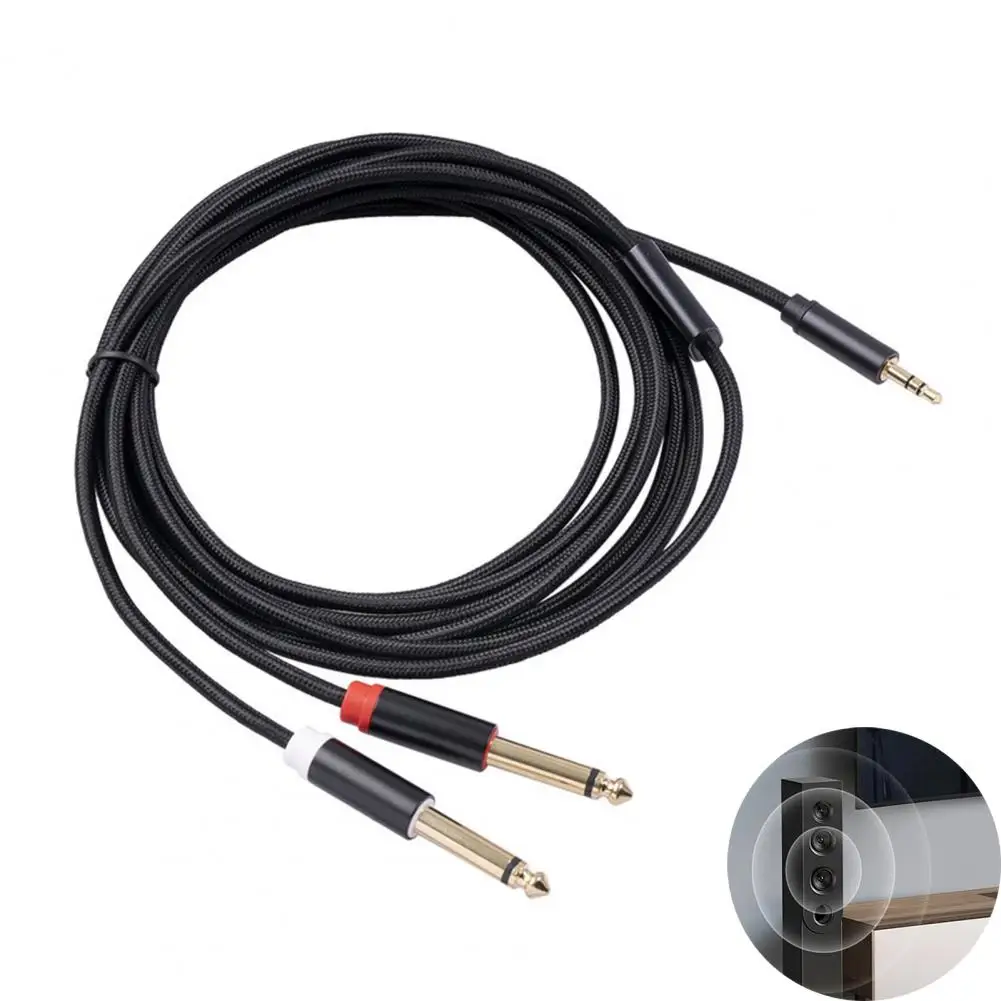 Recording Device Audio Connection Cable 3.5mm to Dual 6.35mm Stereo Splitter Cable Audio Amplifier Connection Cord Pc Laptop
