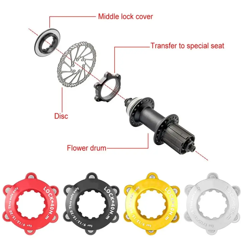 

Aluminum Alloy Bike Centerlock To 6-Hole Adapter 44mm Axis with Stainless Steel Washer 6-Hole Bike Washer Gasket Colorful