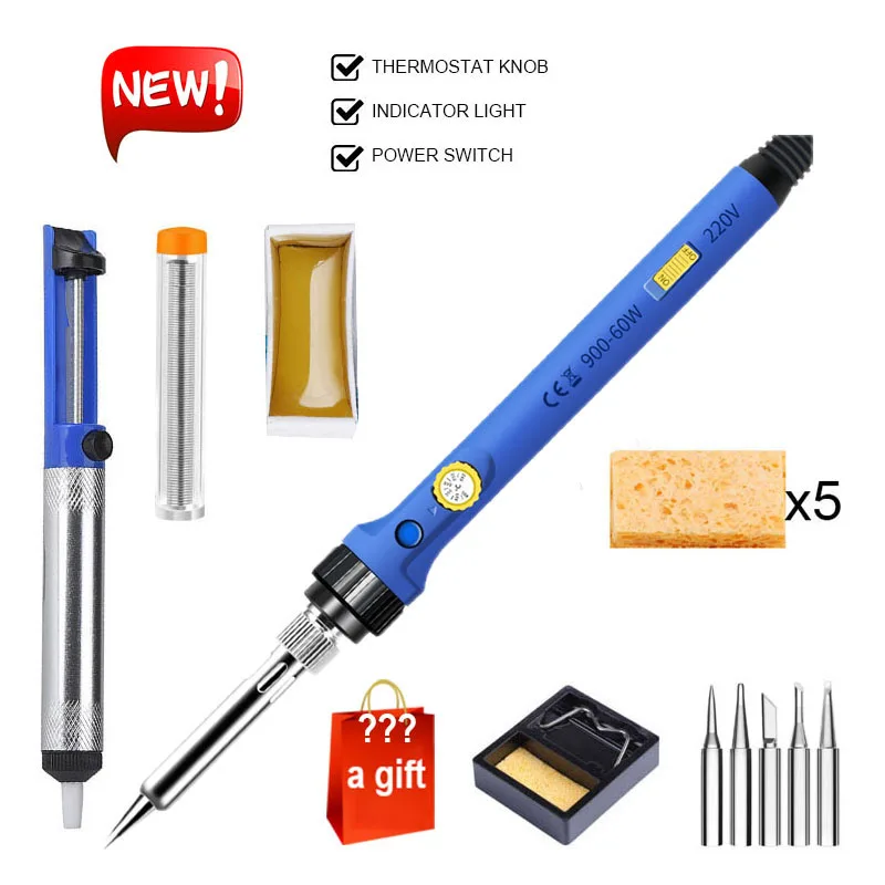 

Tin Soldering Iron 60W Complete Kit Intelligent Temperature Control Solder With Switch Electronic Job Welding Phone Repair Tools