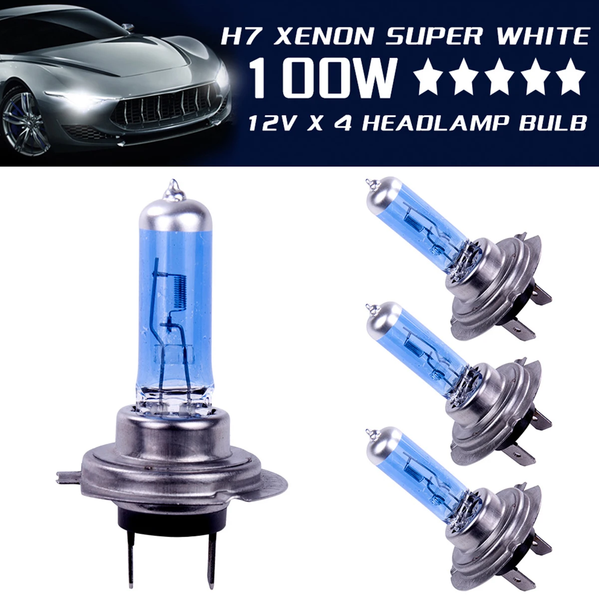 Headlight Bulbs H7 100W 12V 8500K Xenon White Super Bright Halogen DRL Daytime Runing Light Car Accessories Car Fog light