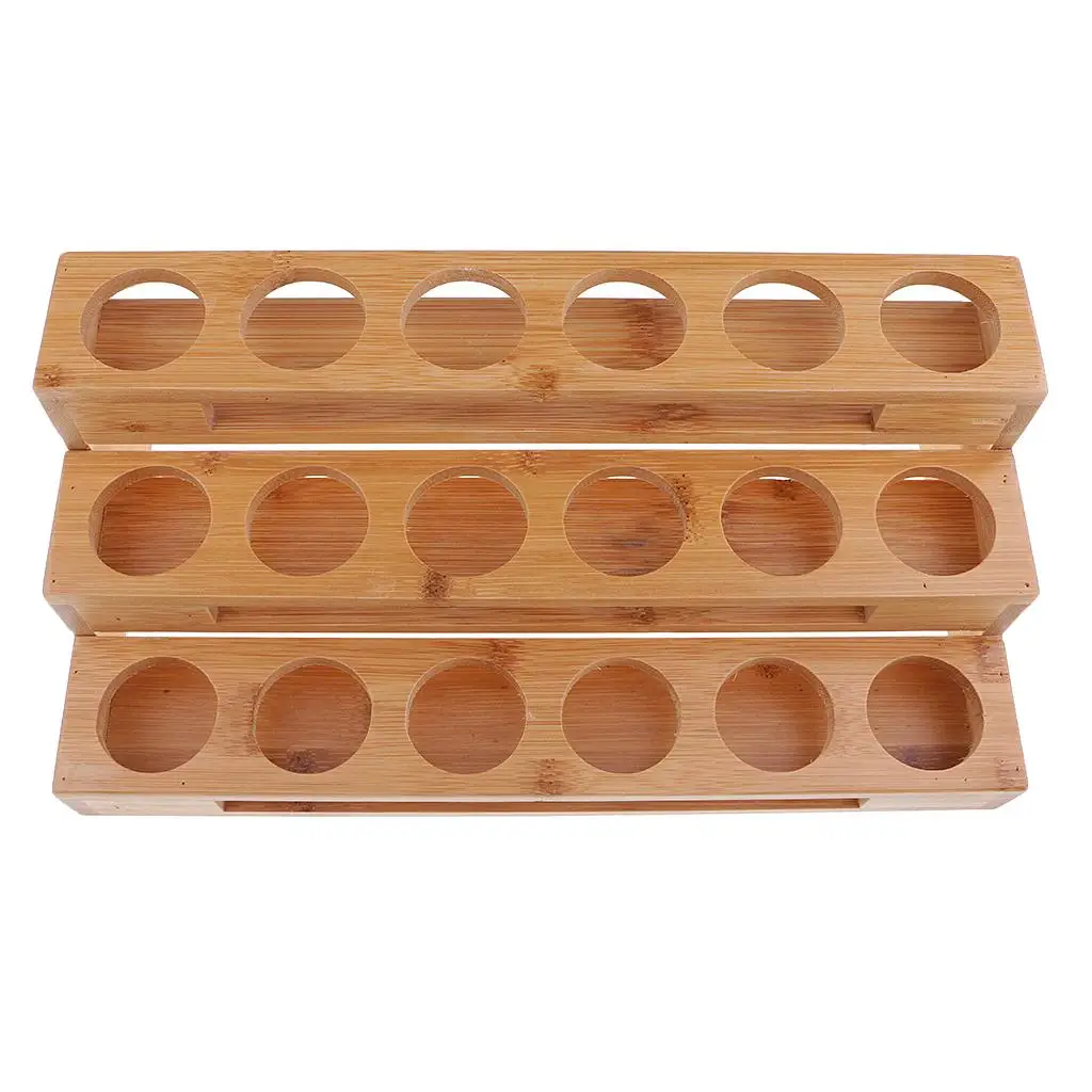 18-Slot Oil Storage Wood Rack Essential Container Organizer Case