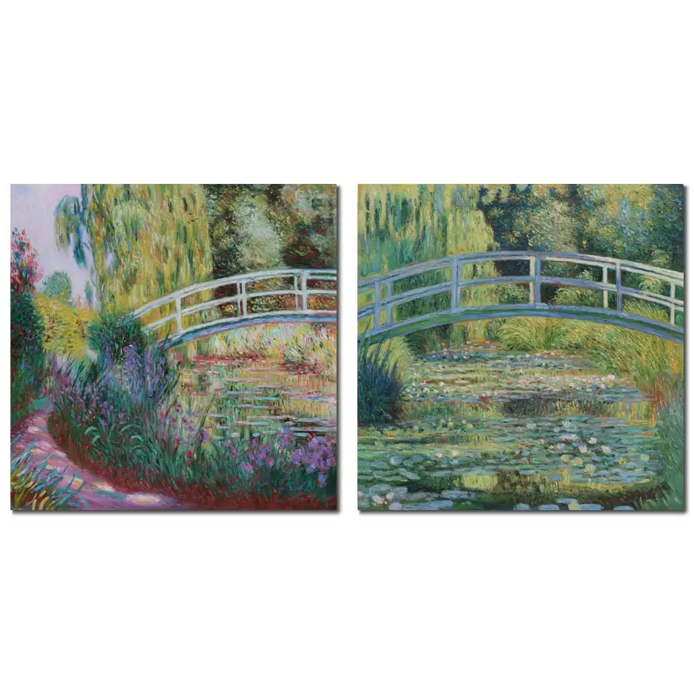 

Ручная роспись Клод Моне Пейзаж Водный пруд Японский мост Классическая картина маслом Холст Картина для декора столовой