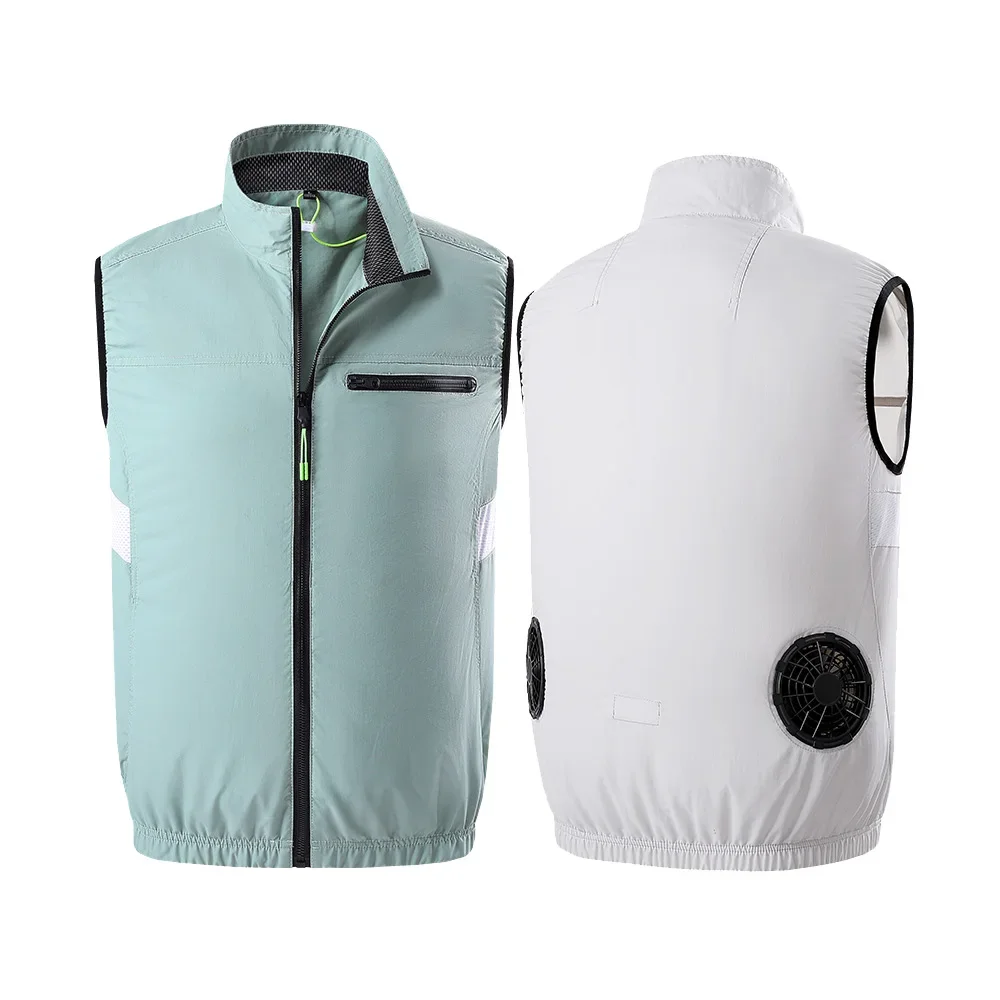 Men\'s Summer Vest Fan Air-conditioning Clothes USB Charging Cooling Sleeveless Jacket Work Shirt Outdoor Camping Fishing Hiking