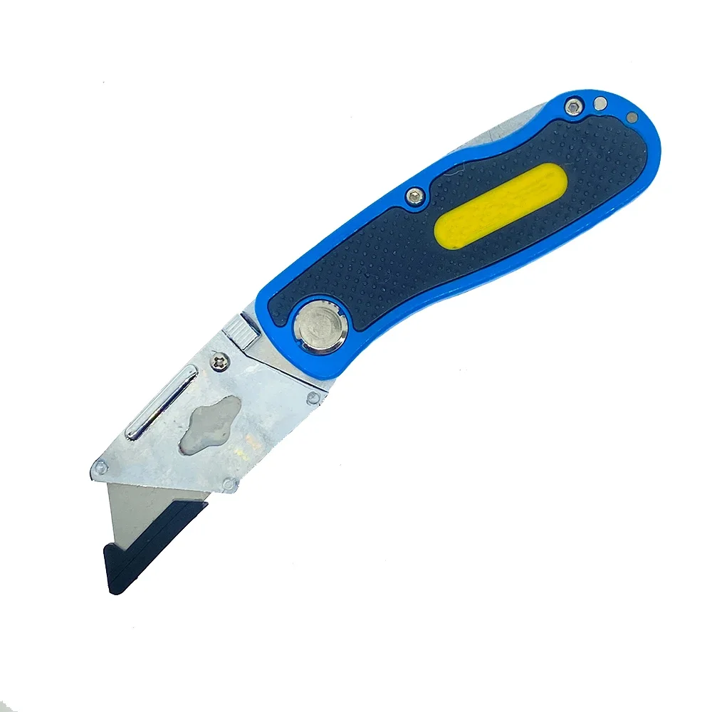 Folding Blade Utility Knife Cutter with Rubber Anti-slip Hand Safety Lock Pocket Outdoor Heavy Duty Box Cutter Hand Tool