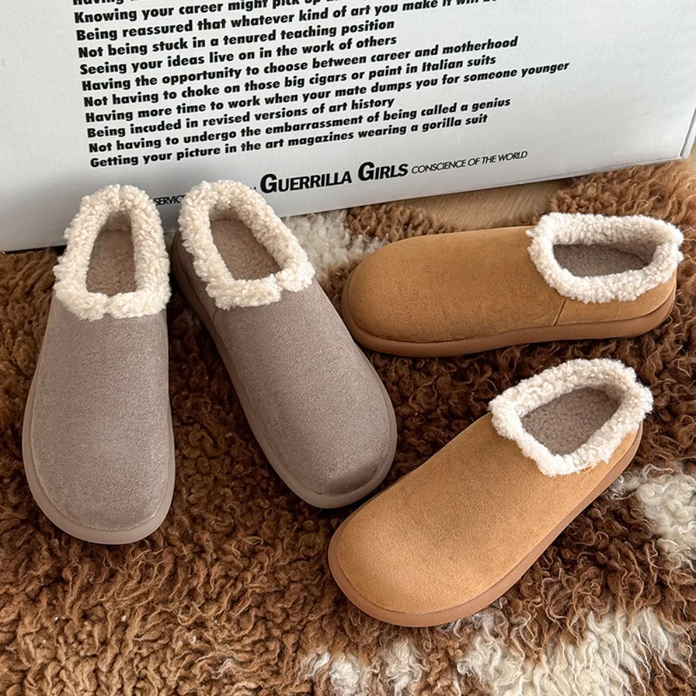 

Осень-зима 2026, женские тапочки из искусственной замши и хлопка, удобные нескользящие зимние ботинки на платформе, женская теплая обувь на флисовой подкладке с хлопковой подкладкой