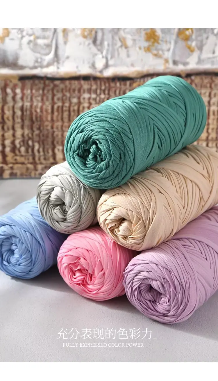 200 g/Stück Stoffgarn, Polyester, Häkel-T-Shirt-Garn, DIY-Basteln, Häkeln, Stricken – Taschen, Kissen, Puppen, Körbe 50 m/54 Yards – Detail 7