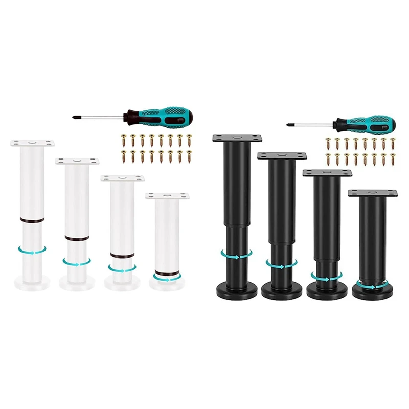 

A98E-4Pcs Upgraded Metal Adjustable Furniture Legs 4.72-7.08 Inch,Replacement Legs For Bed Sofa Cabinet Couch Dresser Table